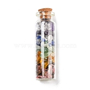 Transparent Glass Wishing Bottle Decoration, Chakra Healing Bottles, Wicca Gem Stones Balancing, with Natural Mix Gemstone Beads Drift Chips inside, 22x73mm(G-D457-04)