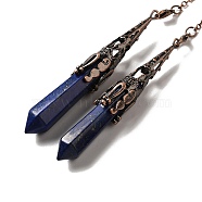 Natural Lapis Lazuli Dowsing Pendulum Big Pendants, with Brass Findings, Bullet, 260~270mm, Hole: 1.5mm(G-H285-06R-05)