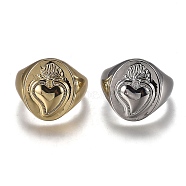 Brass Cuff Rings, Open Rings, Cadmium Free & Lead Free, Sacred Heart, Heart of Holy Flame, Mixed Color, US Size 6 3/4(17.1mm)(RJEW-H538-20)