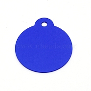 Aluminum Blank Pendants, Flat Round, Blue, 36x31.5x1mm, Hole: 3mm, 10pcs/bag(ALUM-WH0164-88B)