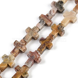 Natural Crazy Agate Beads Strands, Cross, 15x11.5x4.5mm, Hole: 0.7mm, about 25pcs/strand, 15.75''(40cm)(G-I369-A04-02)