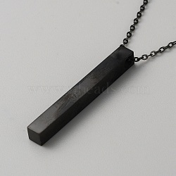 304 Stainless Steel Pendant Necklaces, Blank Rectangle, Black, 17.95 inch(45.6cm)(NJEW-WH0016-51EB)