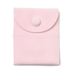 Velvet Jewelry Bags, Jewelry Storage Pouches with Snap Button, Rectangle, Misty Rose, 9.5x7.4x1cm(TP-M002-01B-04)