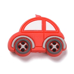 Silicone Focal Beads, Car, Red, 21.5x32x8mm, Hole: 2.5mm(SIL-A002-06F)