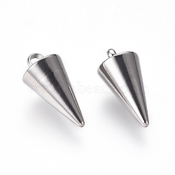 304 Stainless Steel Pendants, Spike/Cone, Stainless Steel Color, 13.5x7mm, Hole: 2mm(X-STAS-G214-47P-02)