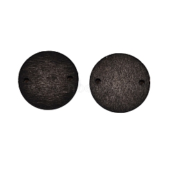 Poplar Wood Links Connectors, Dyed, Flat Round, Black, 18.5x2mm, Hole: 1.6mm(WOOD-N016-18C)