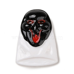 Ghost Mask Halloween Opaque Resin Decoden Cabochons, Halloween Jewelry Craft, White, 32.5x24x7.5mm(RESI-R446-02E)