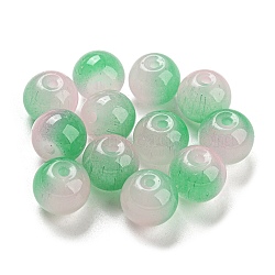 Two Tone Spray Painting Glass Beads, Imitation Jade Glass, Round, Green, 10mm, Hole: 1.8mm, 200pcs/bag(GLAA-L046-03I)