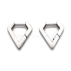 304 Stainless Steel Huggie Hoop Earrings, Diamond Shape, Stainless Steel Color, 14.5x13x3mm, Pin: 1mm(STAS-J033-17A-P)