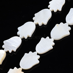 Natural Freshwater Shell Beads Strands, Hamsa Hand, Seashell Color, 15~16x12~13x3mm, Hole: 0.7mm, about 26pcs/strand, 15.83 inch(40.2cm)(SHEL-S278-04-A01)