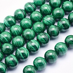 Natural Malachite Beads Strands, Round, 11.5~12mm, Hole: 1mm, about 32~35pcs/strand, 15.7 inches(40cm)(G-O166-06-12mm)