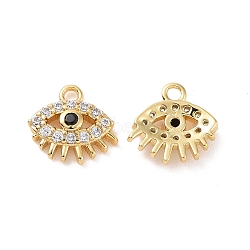 Eye Brass Micro Pave Cubic Zirconia Charms, Cadmium Free & Nickel Free & Lead Free, Real 18K Gold Plated, 7x8x2mm, Hole: 1mm(KK-G435-22G)