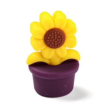 Sunflower Food Grade Eco-Friendly Silicone Beads, Chewing Beads For Teethers, DIY Nursing Necklaces Making, Purple, 30x19mm, Hole: 1.5mm