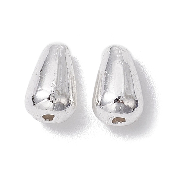 Alloy Beads, Long-Lasting Plated, Teardrop, Silver, 8.5x5.5mm, Hole: 1mm