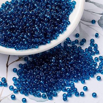MIYUKI Round Rocailles Beads, Japanese Seed Beads, (RR149) Transparent Capri Blue, 8/0, 3mm, Hole: 1mm, about 2111~2277pcs/50g