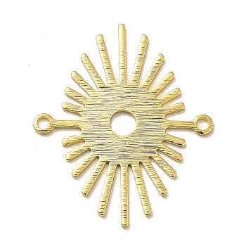 Brass Connector Charms, Sun Links, Long-Lasting Plated, Cadmium Free & Lead Free, Real 24K Gold Plated, 24x20.5x0.5mm, Hole: 1.2mm