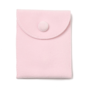 Velvet Jewelry Bags, Jewelry Storage Pouches with Snap Button, Rectangle, Misty Rose, 9.5x7.4x1cm