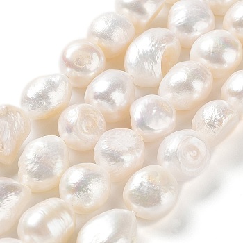 Natural Cultured Freshwater Pearl Beads Strands, Two Side Polished, Grade 2A, Seashell Color, 13.5~16x11~13x8~9mm, Hole: 0.6mm, about 27pcs/strand, 14.37''(36.5cm)