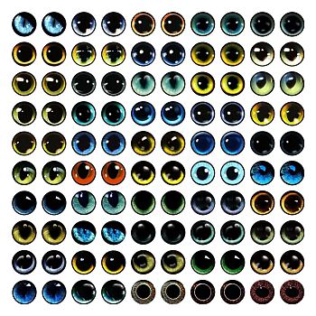 Craft Glass Doll Eyes, Stuffed Toy Eyes, Half Round, Mixed Color, 12mm, about 100pcs/bag