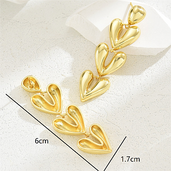 Vintage Retro Vacation Style Gold-plated Heart Tassel Stud Earrings for Women