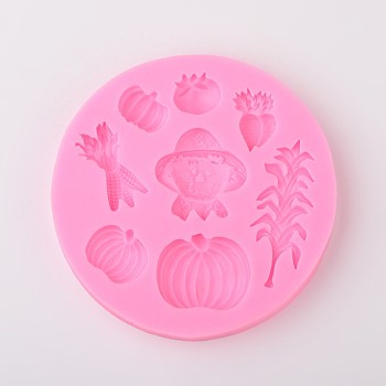 Vegetable Design DIY Food Grade Silicone Molds, Fondant Molds, For DIY Cake Decoration, Chocolate, Candy, UV Resin & Epoxy Resin Jewelry Making, Random Single Color or Random Mixed Color, 86x10mm, Inner Size: 12~47x12~30mm