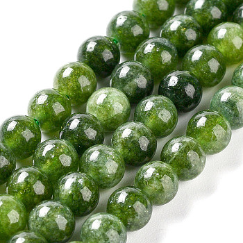 Dyed Natural Malaysia Jade Beads Strands, Round, Green, 6mm, Hole: 1mm, about 31pcs/strand, 7.48 inch(19cm)