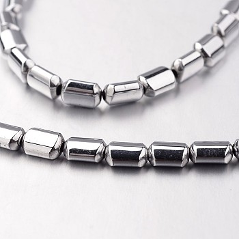 Electroplate Non-magnetic Synthetic Hematite Bead Strands, Rectangle, Silver Plated, 6x4x3mm, Hole: 1mm, about 67pcs/strand, 15.7 inch