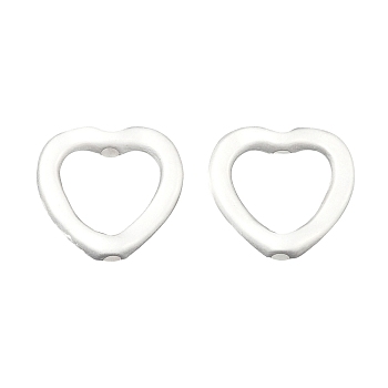 Alloy Beads, Heart, Matte Silver Color, 13.5x14x3.5mm, Hole: 1.4mm