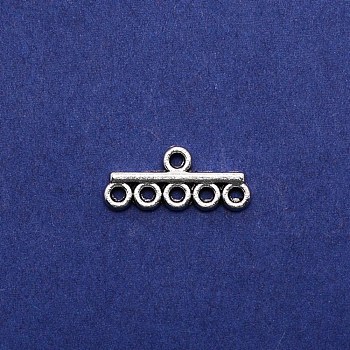 Alloy Chandelier Component Links, 6 Loop Connector, Tibetan Style, Antique Silver, 8.5x19.5x2mm, Hole: 1.8mm