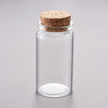 Glass Bead Containers, with Cork Stopper, Wishing Bottle, Clear, 3.7x7.15cm, Capacity: 50ml(1.69 fl. oz)