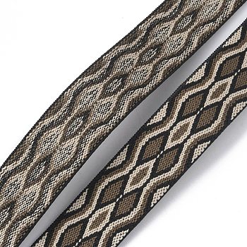 Polyester Elastic Bands, for DIY Accessories, Camel, Flat, Rhombus Pattern, 25mm