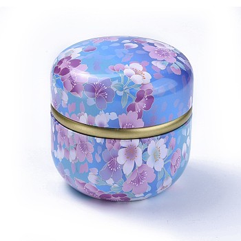 Printed Tinplate Storage Box, Jewelry & Aromatherapy Candle & Candy Box, Flower Pattern, Colorful, 8.6x8.8cm