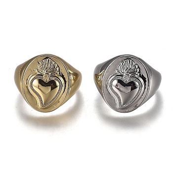 Brass Cuff Rings, Open Rings, Cadmium Free & Lead Free, Sacred Heart, Heart of Holy Flame, Mixed Color, US Size 6 3/4(17.1mm)