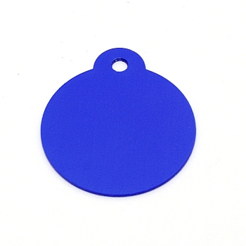 Aluminum Blank Pendants, Flat Round, Blue, 36x31.5x1mm, Hole: 3mm, 10pcs/bag