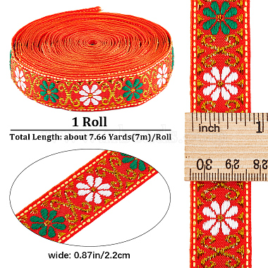 7M Flat Ethnic Style Polyester Ribbon(OCOR-WH0046-74B)-2