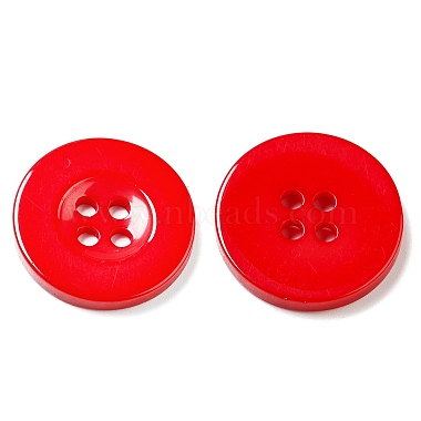 20mm Red Flat Round Resin 4-Hole Button