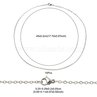 10Pcs 304 Stainless Steel Cable Chain Necklaces Set for Men Women(MAK-YW0002-01P)-4