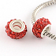Polymer Clay Rhinestone European Large Hole Beads with Silver Color Plated Brass Cores(FPDL-R002-06)-1