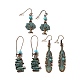 3 Pairs 3 Style Tree & Feather & Stone Shape Alloy Dangle Earrings Set(EJEW-G330-03R)-1