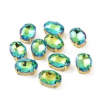 Oval Sew on Rhinestone, Faceted Glass Rhinestone, Multi-Strand Links, with Golden Tone 201 Stainless Steel Settings, Sphinx, 18x13x7mm, Hole: 1mm(DIY-E062-06G-A01)
