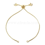 1MM Brass Box Chain Slider Bracelet Making, with Clear Cubic Zirconia Bees Charms, Rack Plating, Long-Lasting Plated, Lead Free & Cadmium Free, Real 18K Gold Plated, 9.45 inch(24cm), Hole: 2mm(MAK-K024-11G)