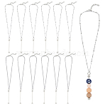 12Pcs 2 Styles Brass Cable Chains Necklaces Making, with Iron Bar Beadable Pendants, Non-Tarnish, Stainless Steel Color, 18.50 inch(47cm), 6pcs/style(NJEW-HS00014)