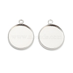 Flat Round Brass Pendant Cabochon Settings, Long-Lasting Plated, Rack Plating, Lead Free & Cadmium Free, Silver, Tray: 16.5mm, 21.5x17.5x2.5mm, Hole: 2.5mm(KK-A276-10S)