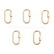 Brass Screw Carabiner Lock Charms, for Necklaces Making, Oval, Golden, 25x13x4mm, Screw: 6x4mm(ZIRC-E164-12G)