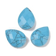 Synthetic Turquoise Cabochons, Teardrop, Faceted, 18x13x6mm(G-C146-05D)