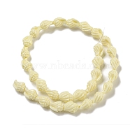 Synthetic Coral Carved Beads Strands, Dyed, Shell Shape, Lemon Chiffon, 13x10x8mm, Hole: 0.8mm, about 30pcs/strand, 14.06''(35.7cm)(CORA-I023-06)