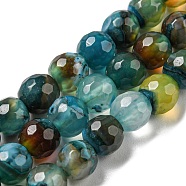 Natural Agate Beads Strands, Dyed & Heated, Round, Faceted, Dark Turquoise, 6mm, Hole: 1mm, about 62pcs/strand, 14.57 inch(37cm)(G-C082-A01-02)
