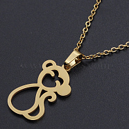 201 Stainless Steel Pendants Necklaces, with Cable Chains and Lobster Claw Clasps, Monkey, Golden, 17.71 inch(45cm), 1.5mm(NJEW-S105-JN702-45-2)