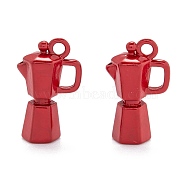 Spray Painted Brass Pendants, Teapot, Indian Red, 18x10.7x6mm, Hole: 2mm(KK-P196-C01)