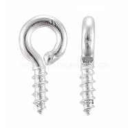 Iron Screw Eye Pin Peg Bails, For Half Drilled Beads, Silver Color Plated, 8x4x1mm, Hole: 2mm(E561Y-S)